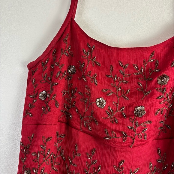 Vintage Express silk slip dress beaded Jrs size 9, approx a small - Picture 5 of 16